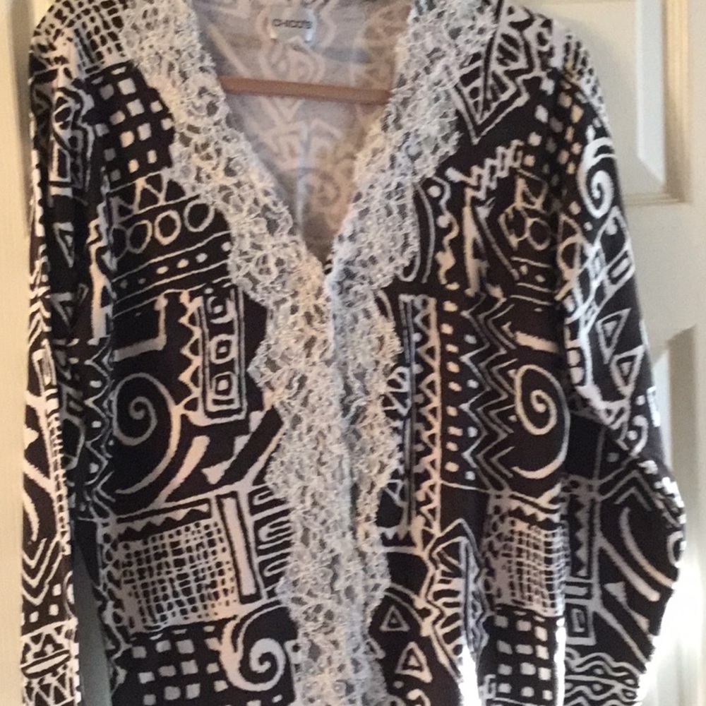 Chicos cardigan with Lace and Pearl beading